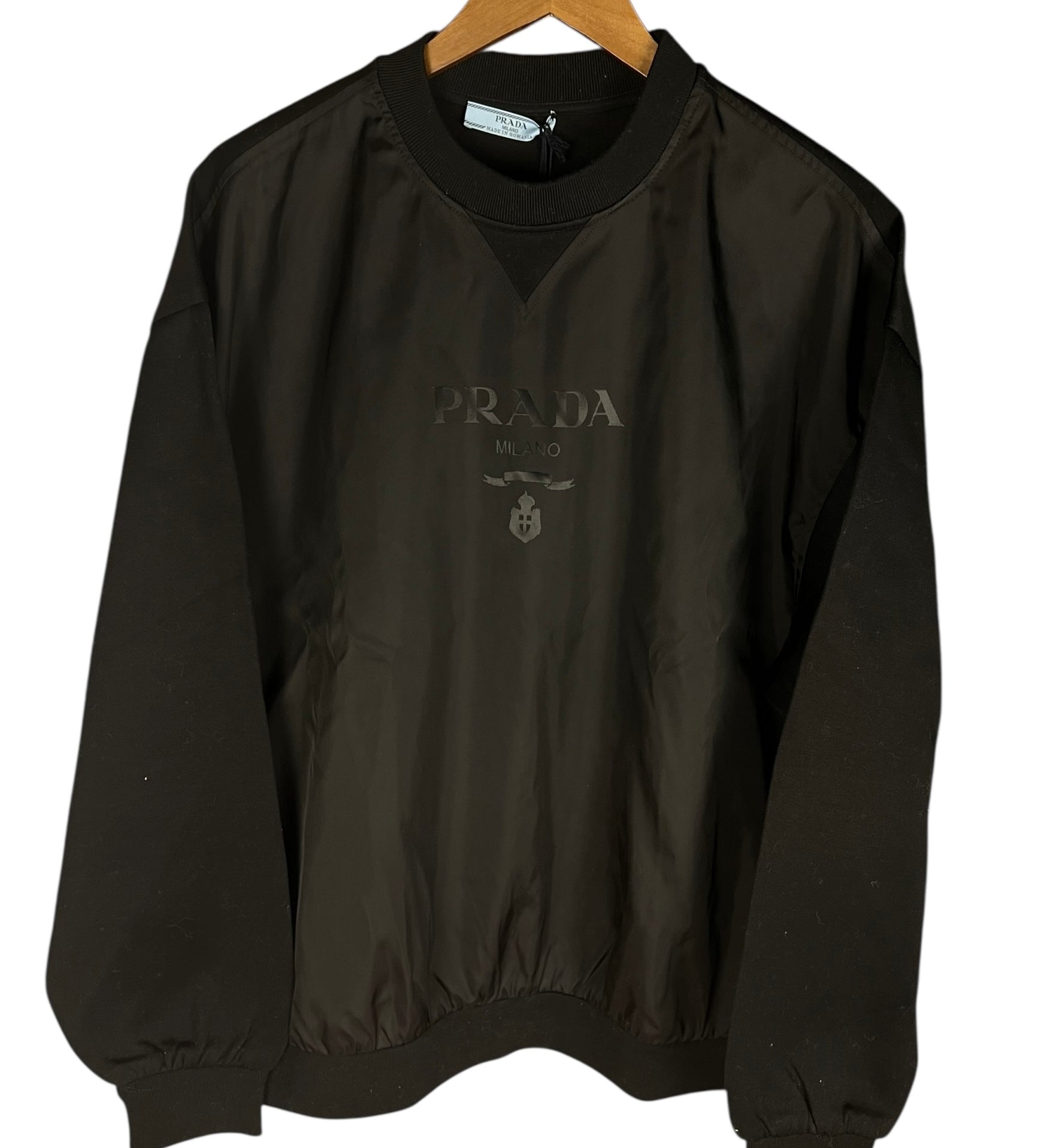 Prada Black Nylon Logo Pullover