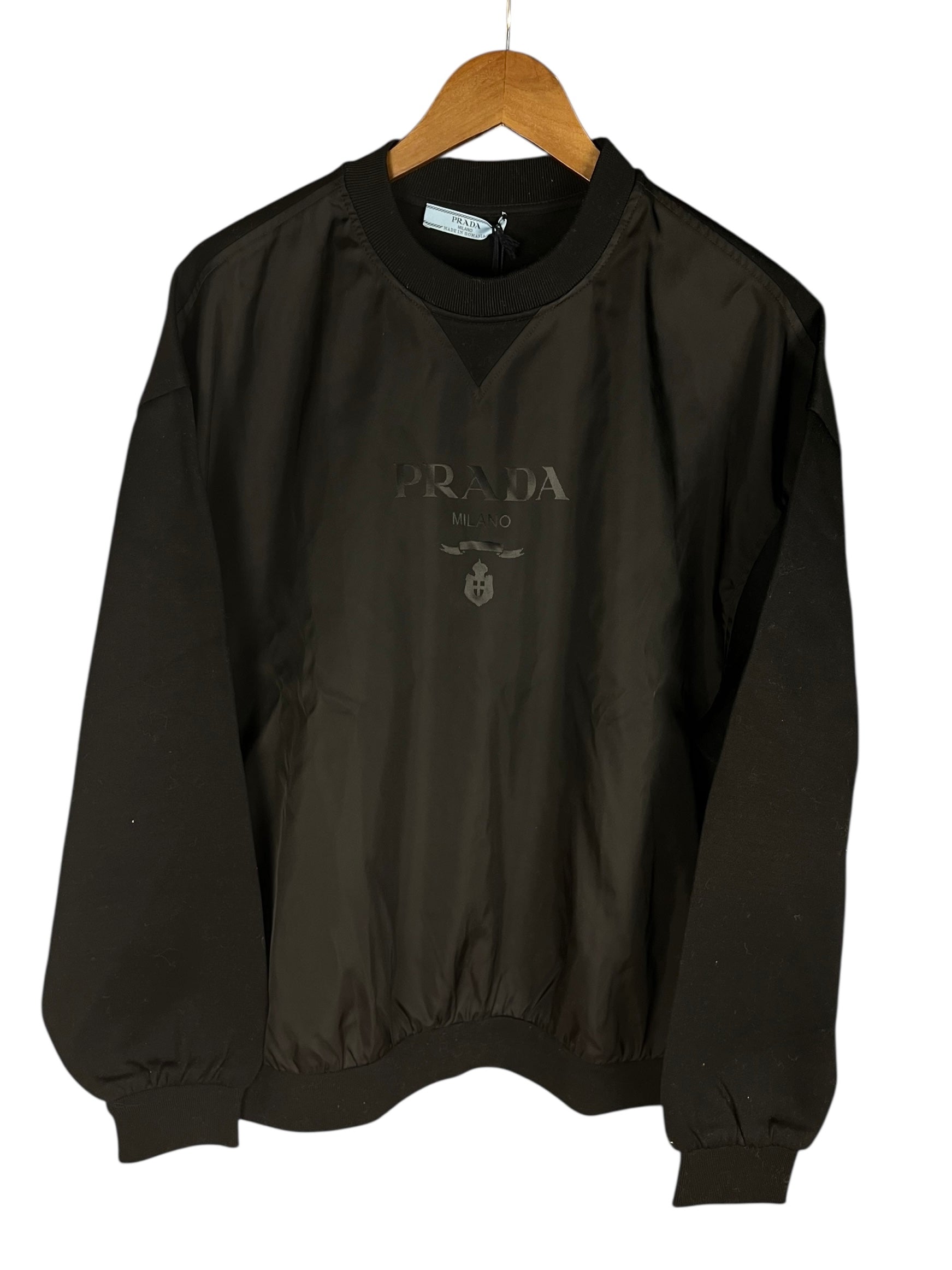 Prada Black Nylon Logo Pullover