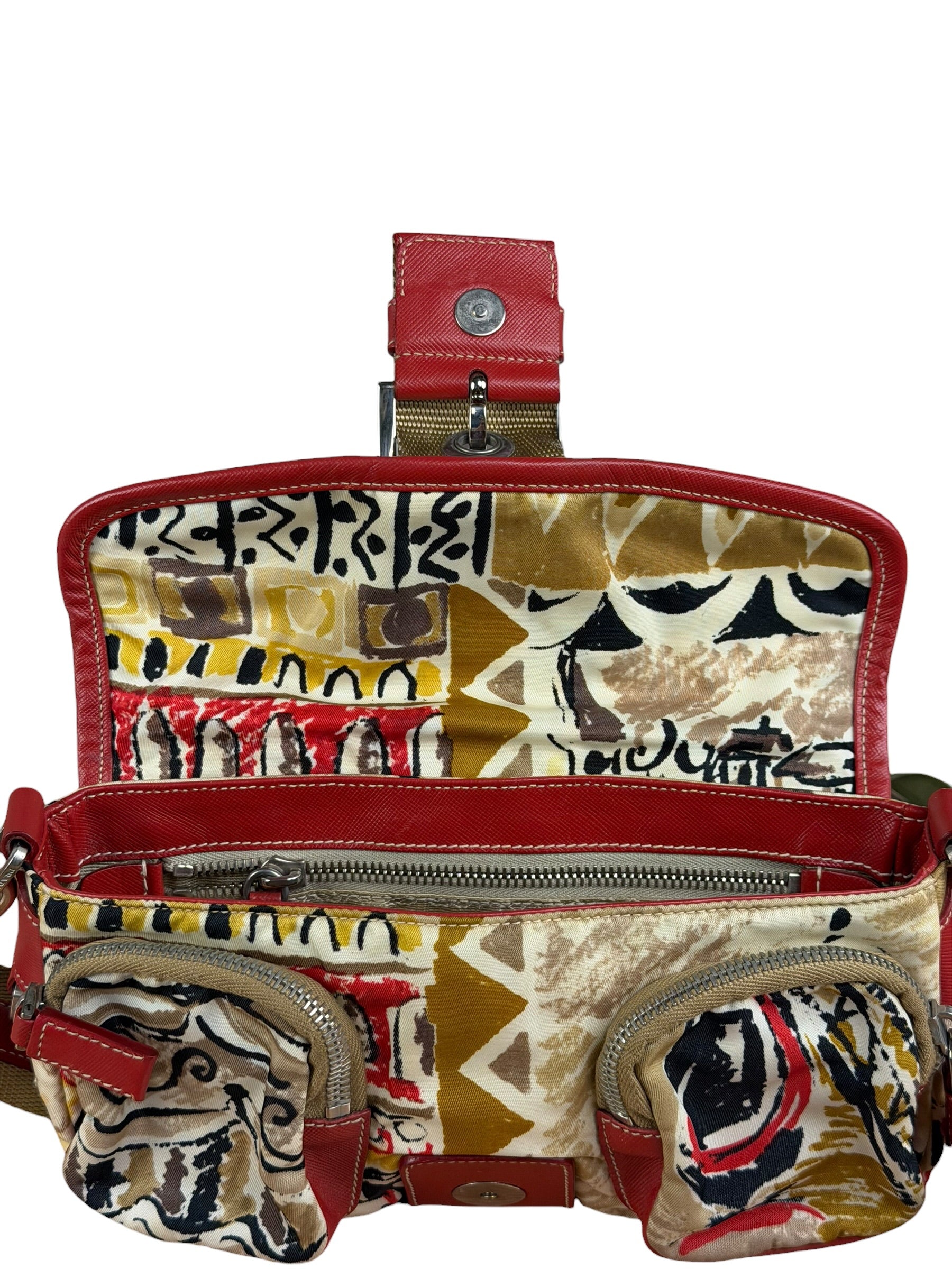 Prada Multicolor Nylon Leather Trim Shoulder Bag
