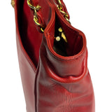 Chanel Vintage Red Quilted Lambskin Tote 1989