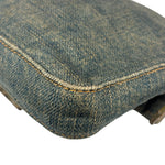 Fendi Denim/Snakeskin Trim Mini Baguette