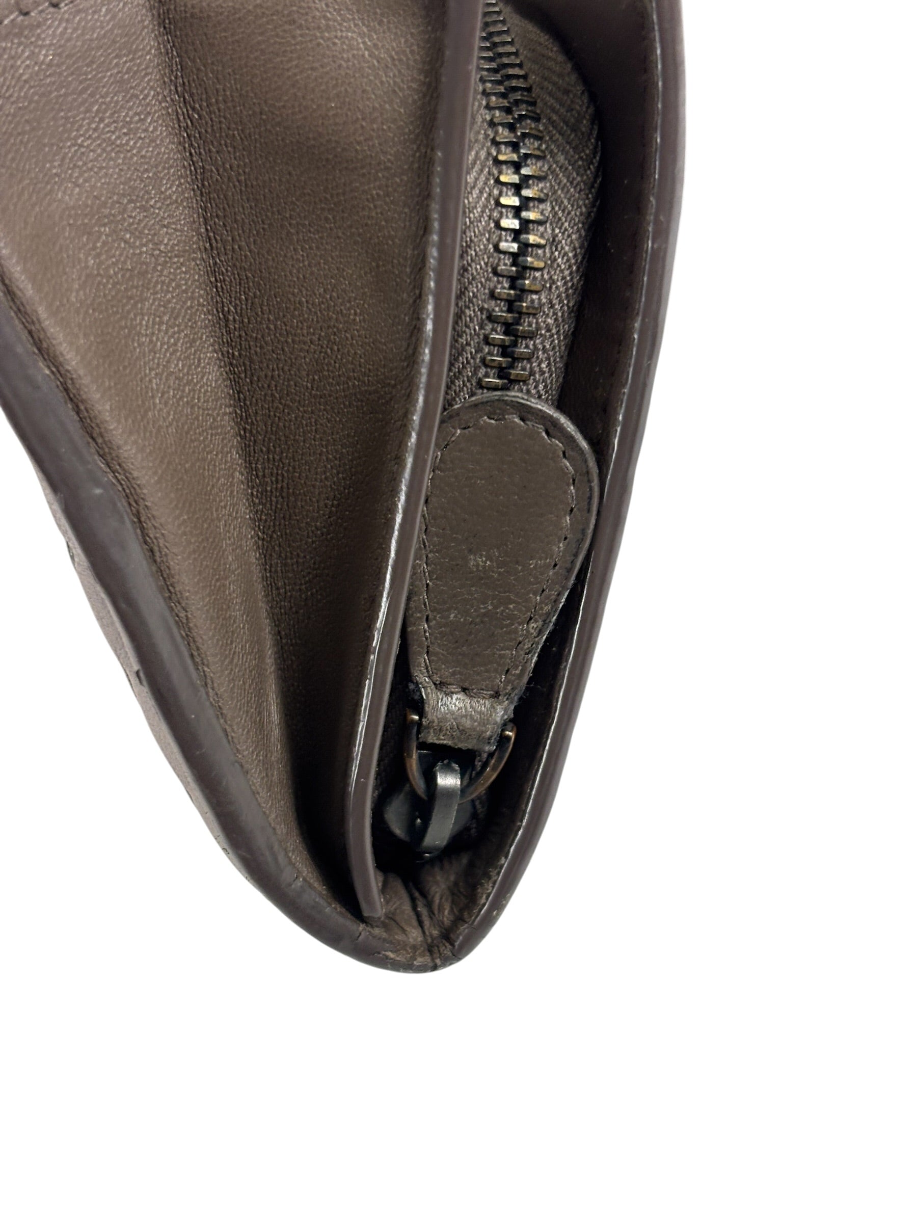 Bottega Veneta Grey Leather Intrecciato Flap Wallet