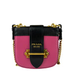Prada Pink/Black Saffiano Leather Trim Small Cahier Crossbody Bag