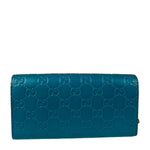Gucci Turquoise Blue Guccissima Wallet On Chain