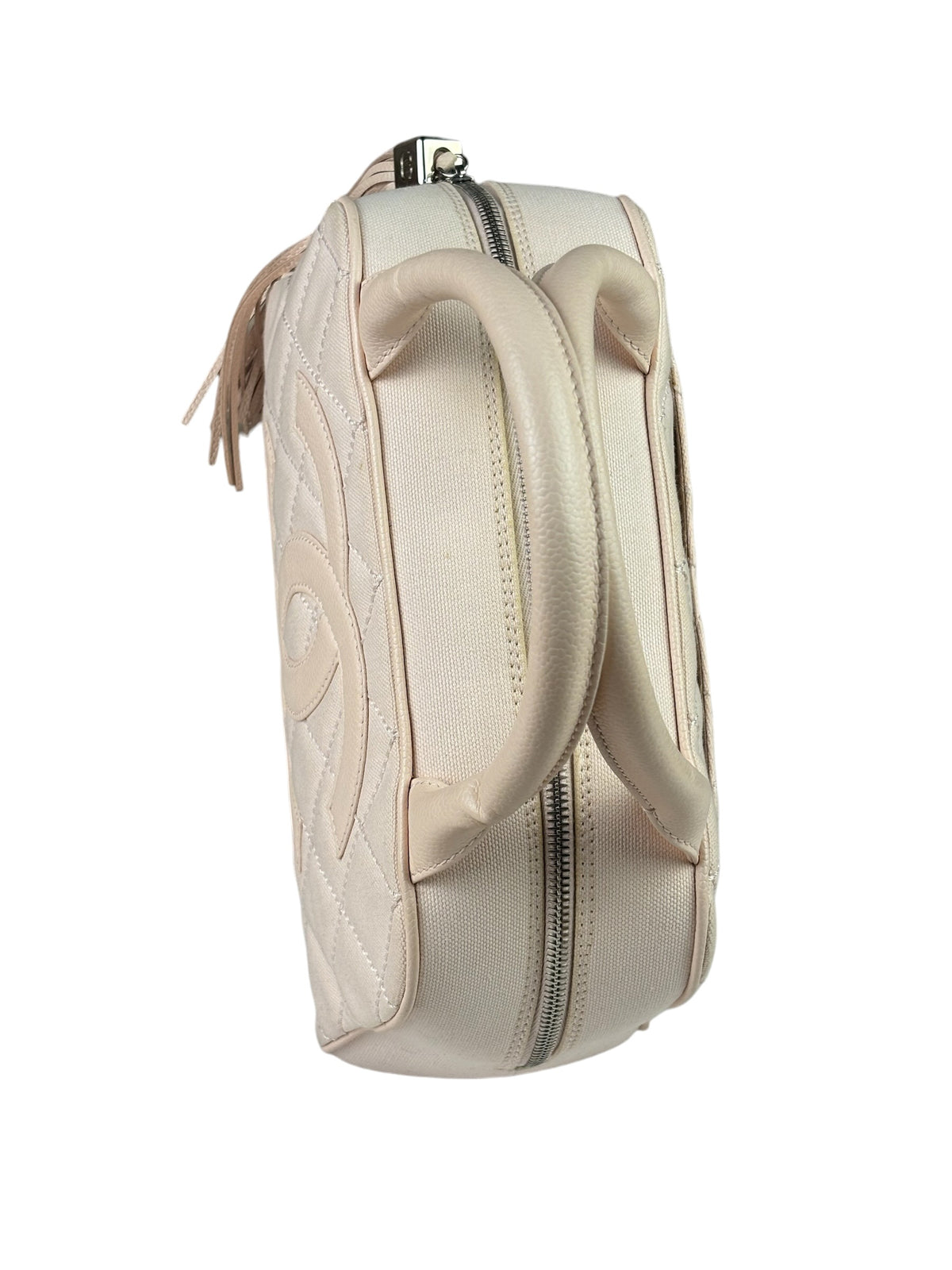 Chanel Pink Leather Trim Quilted Timeless Bowling Handbag 2004