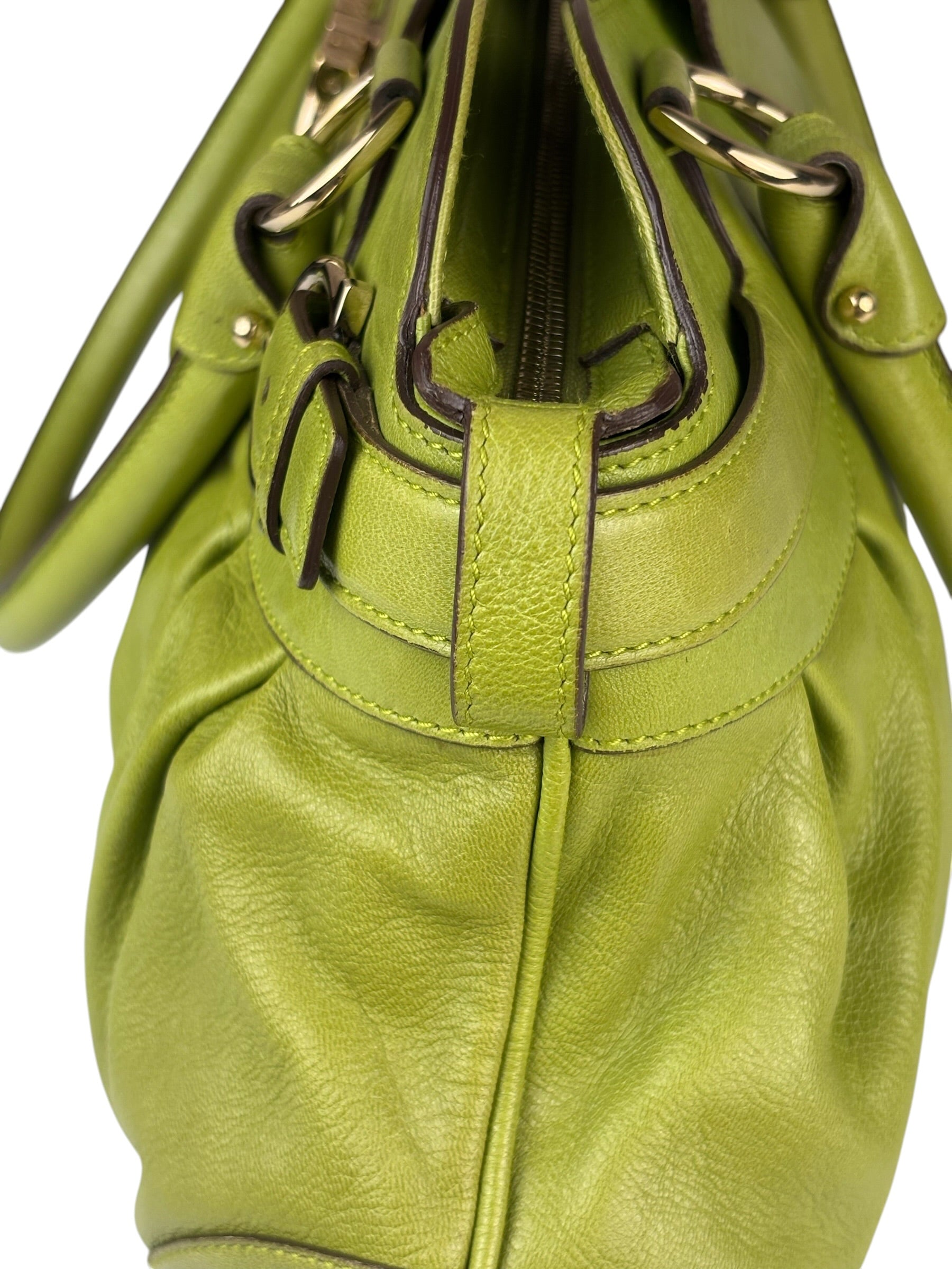 Salvatore Ferragamo Green Leather Marisa Shoulder Bag