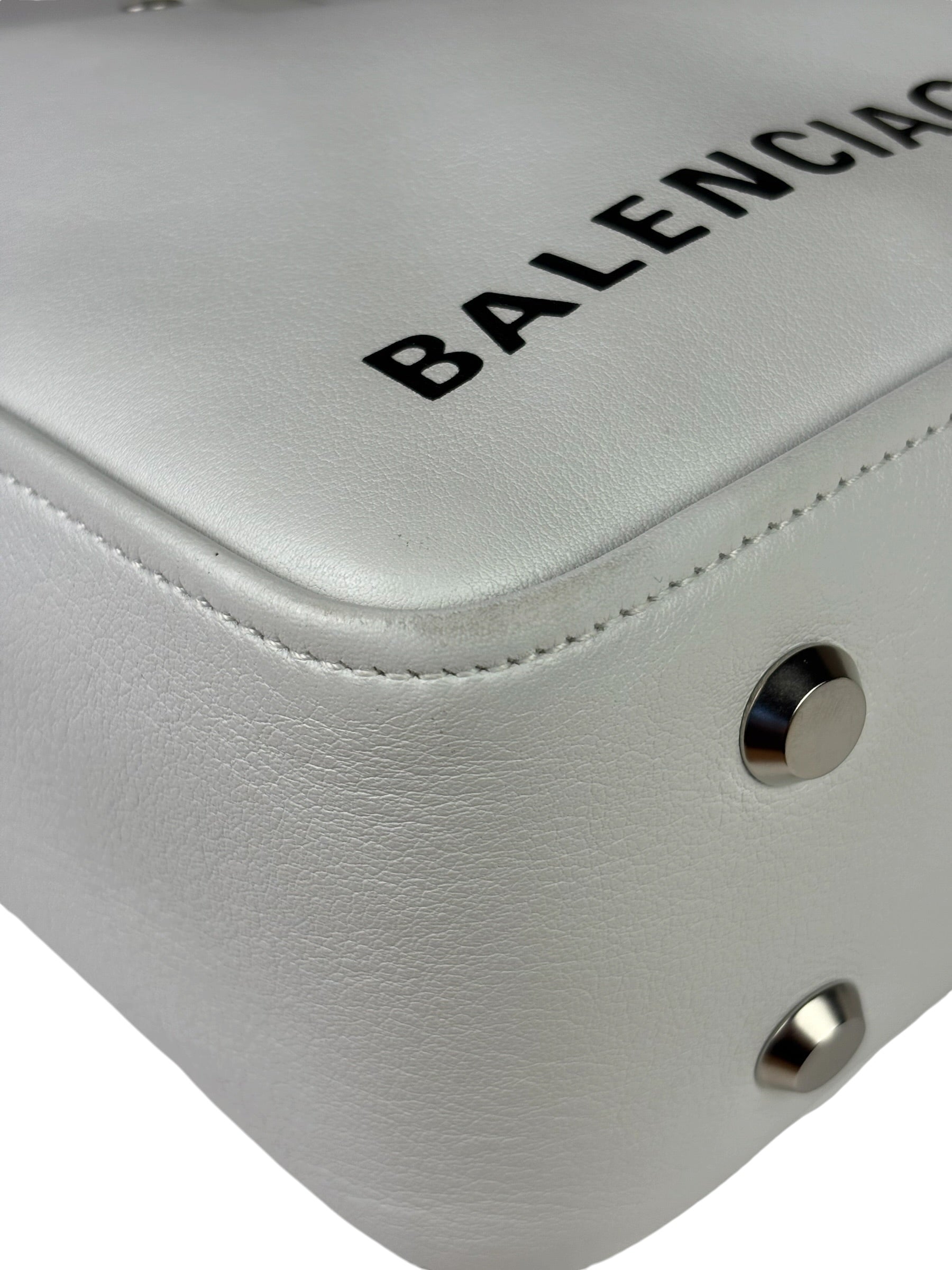 Balenciaga White Leather Triangle Two-Way Bag