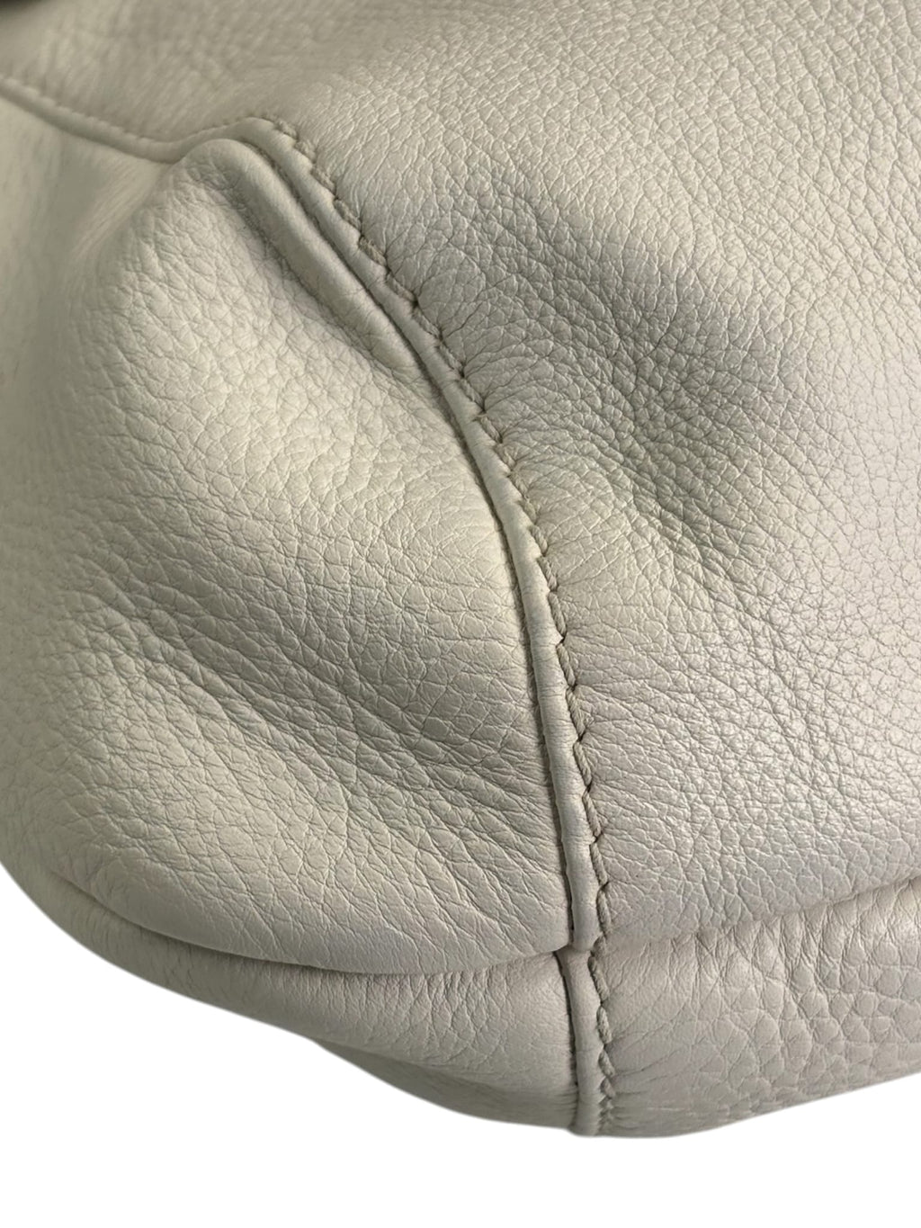 Gucci White Leather Techno Horsebit Shoulder Bag