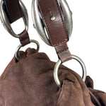 Yves Saint Laurent Brown Suede/Leather Trim Naja Rose Petal Hobo Bag