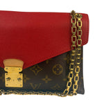 Louis Vuitton LV Monogram Red Leather Pallas Chain Bag
