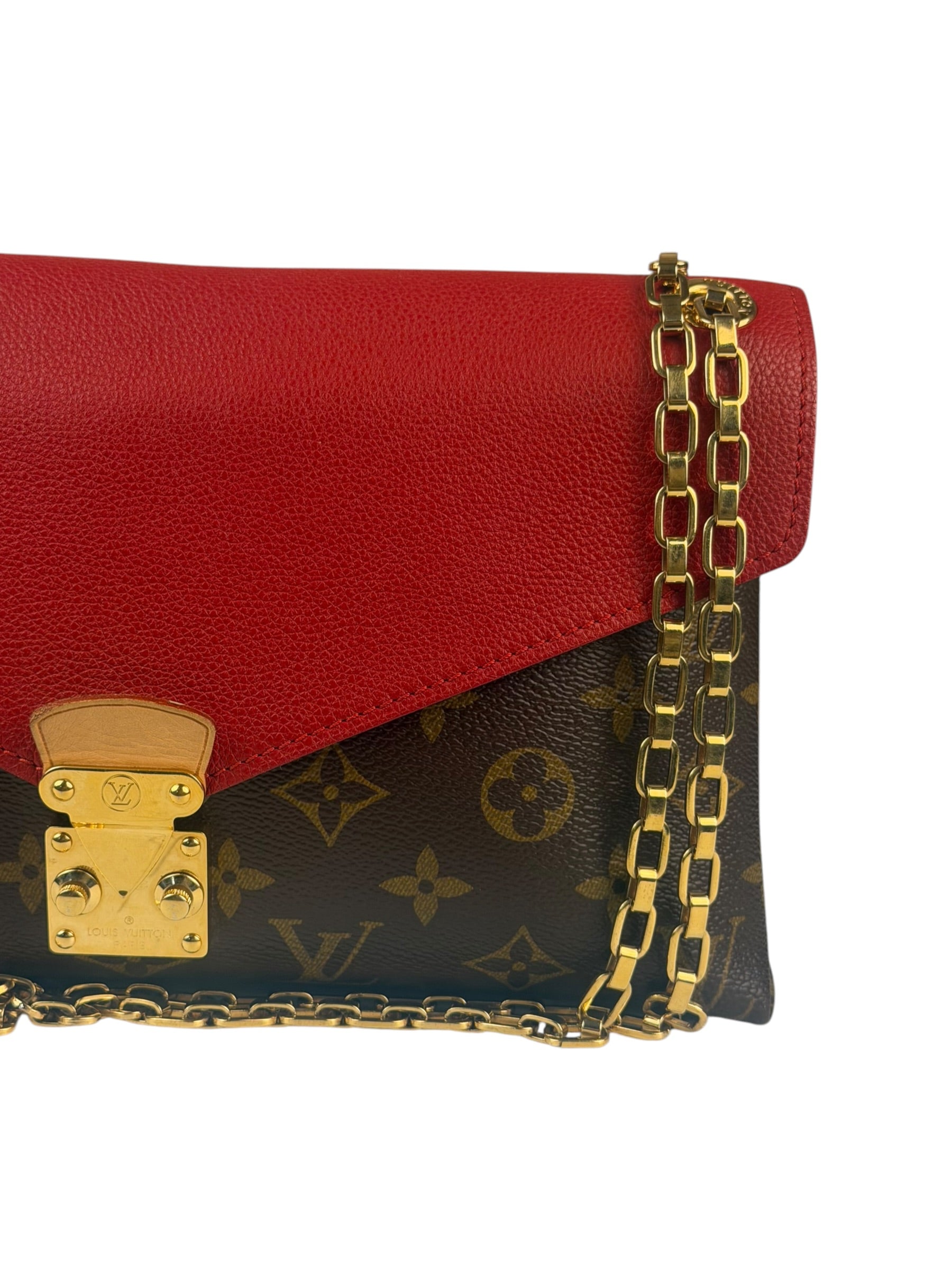 Louis Vuitton LV Monogram Red Leather Pallas Chain Bag