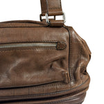 Chanel Brown Leather Essential Square Stitch Bowler Bag 2007