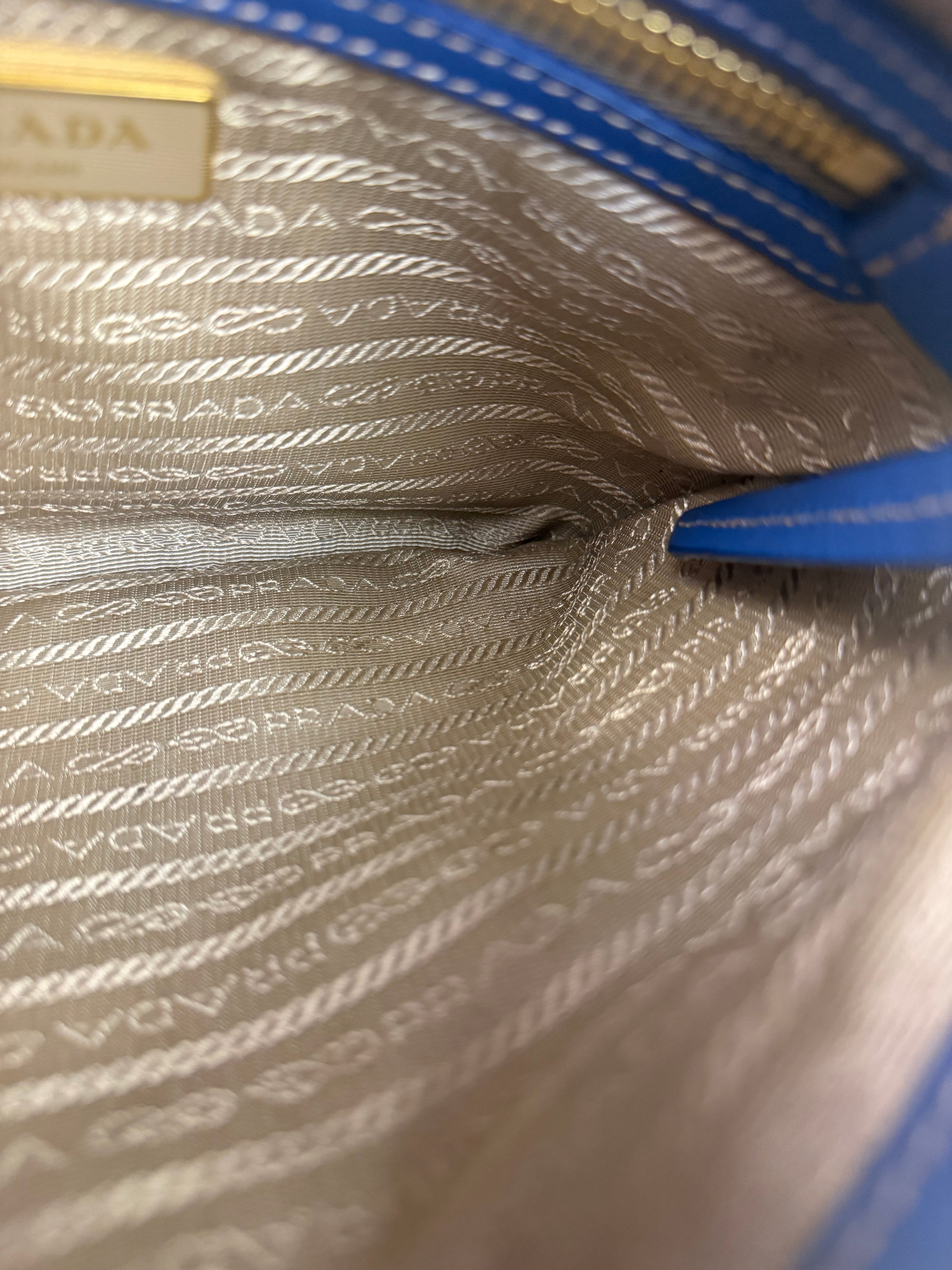 Prada Beige/Blue Jacquard Crossbody Bag