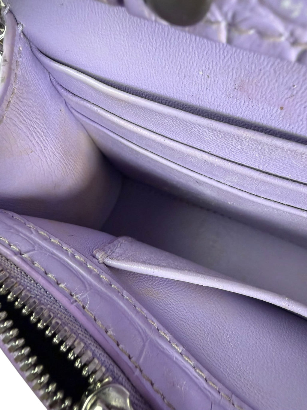 Balenciaga Purple Crocodile Embossed Leather Hourglass Wallet On Chain