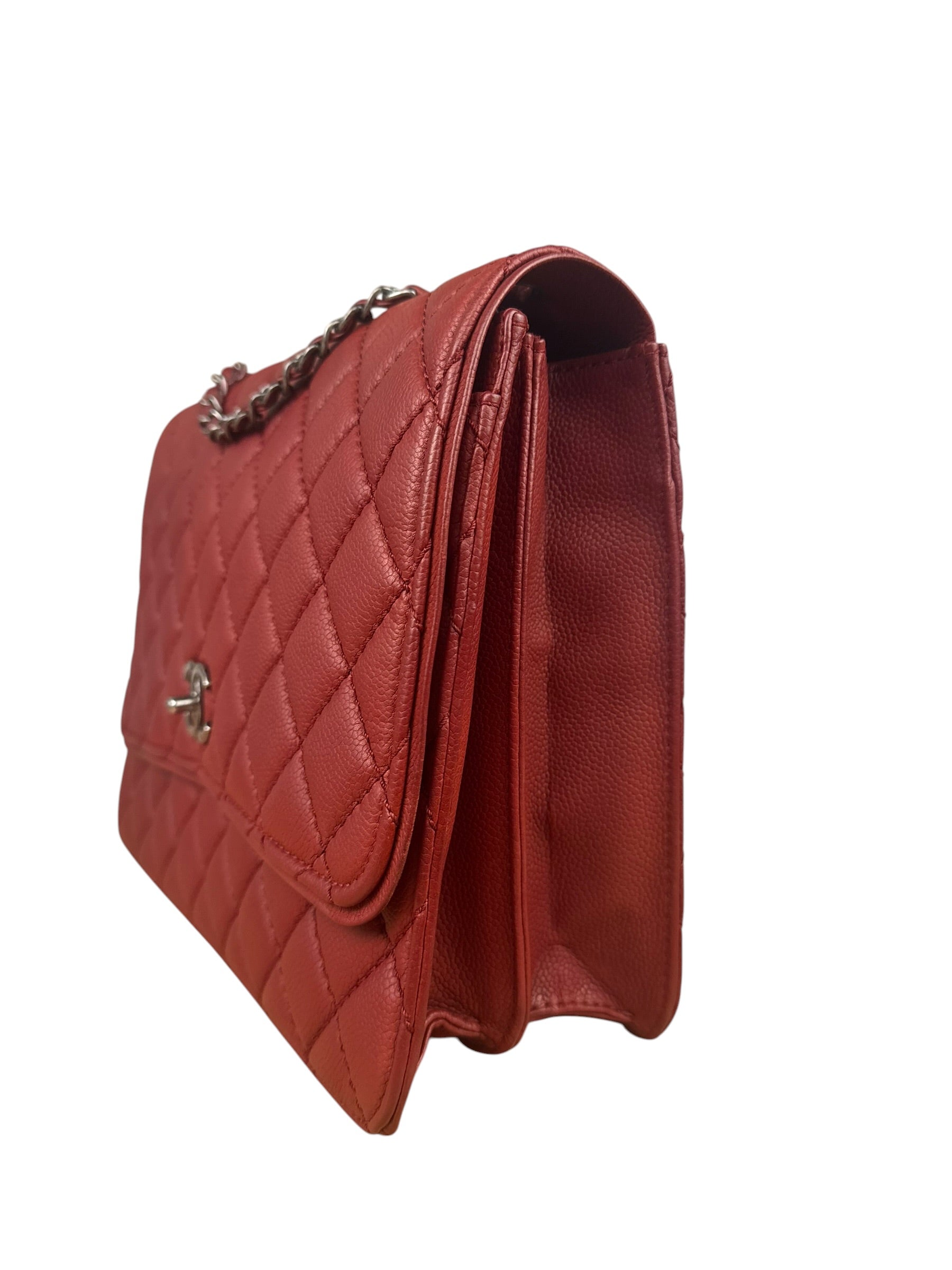 Chanel Red Caviar Leather Maxi Chain Flap Bag 2014