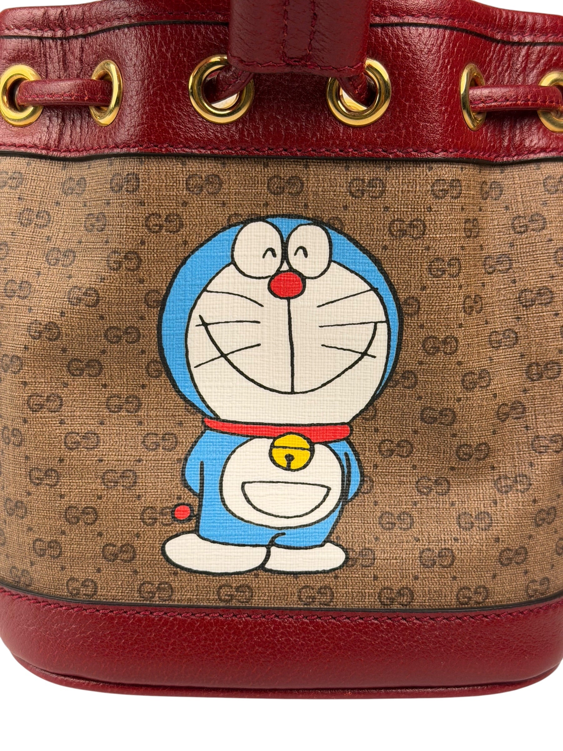 Gucci x Doraemon Bicolor Mini GG Supreme Bucket Bag