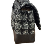 Chanel Black Tweed/Caviar Leather Houndstooth Double Flap Bag 2017