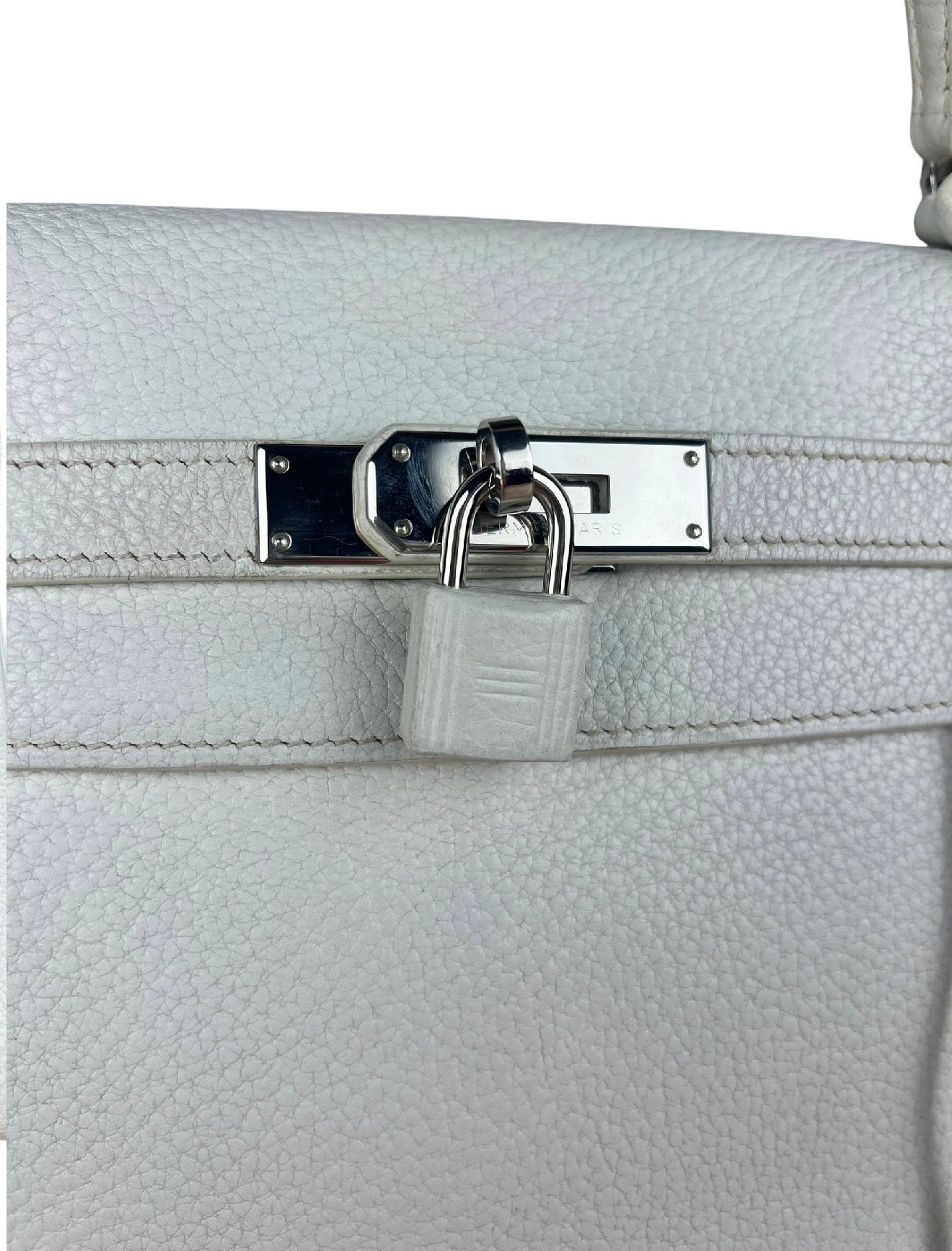Hermes Kelly 32 White Clemence Leather Handbag 2008