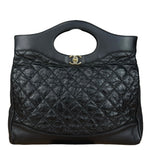 Chanel 31 Black Leather Quilted Shopping Clutch Shoulder Bag 2018