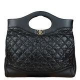 Chanel 31 Black Leather Quilted Shopping Clutch Shoulder Bag 2018