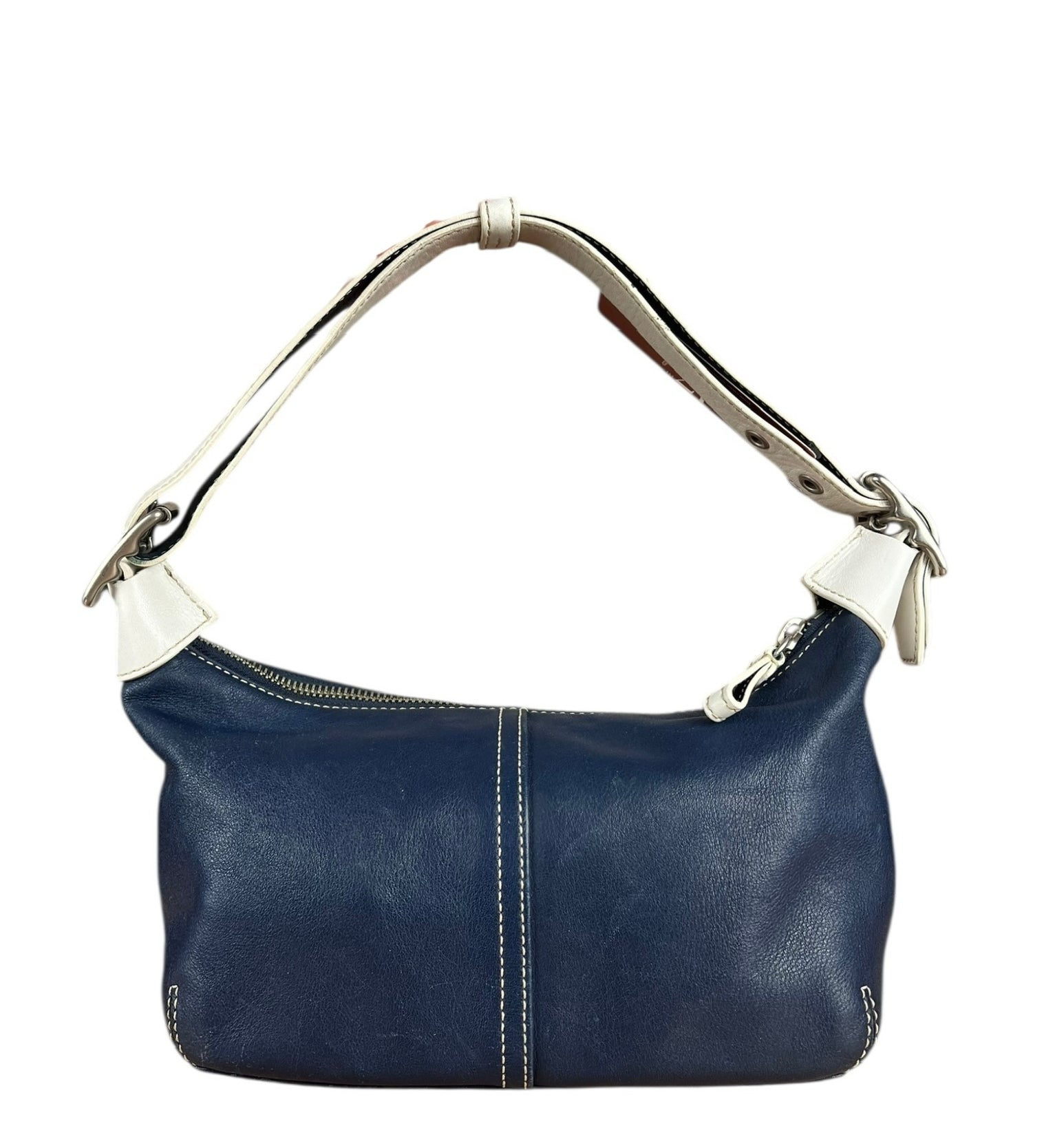 Coach Leather Shoulder Bag Navy/White