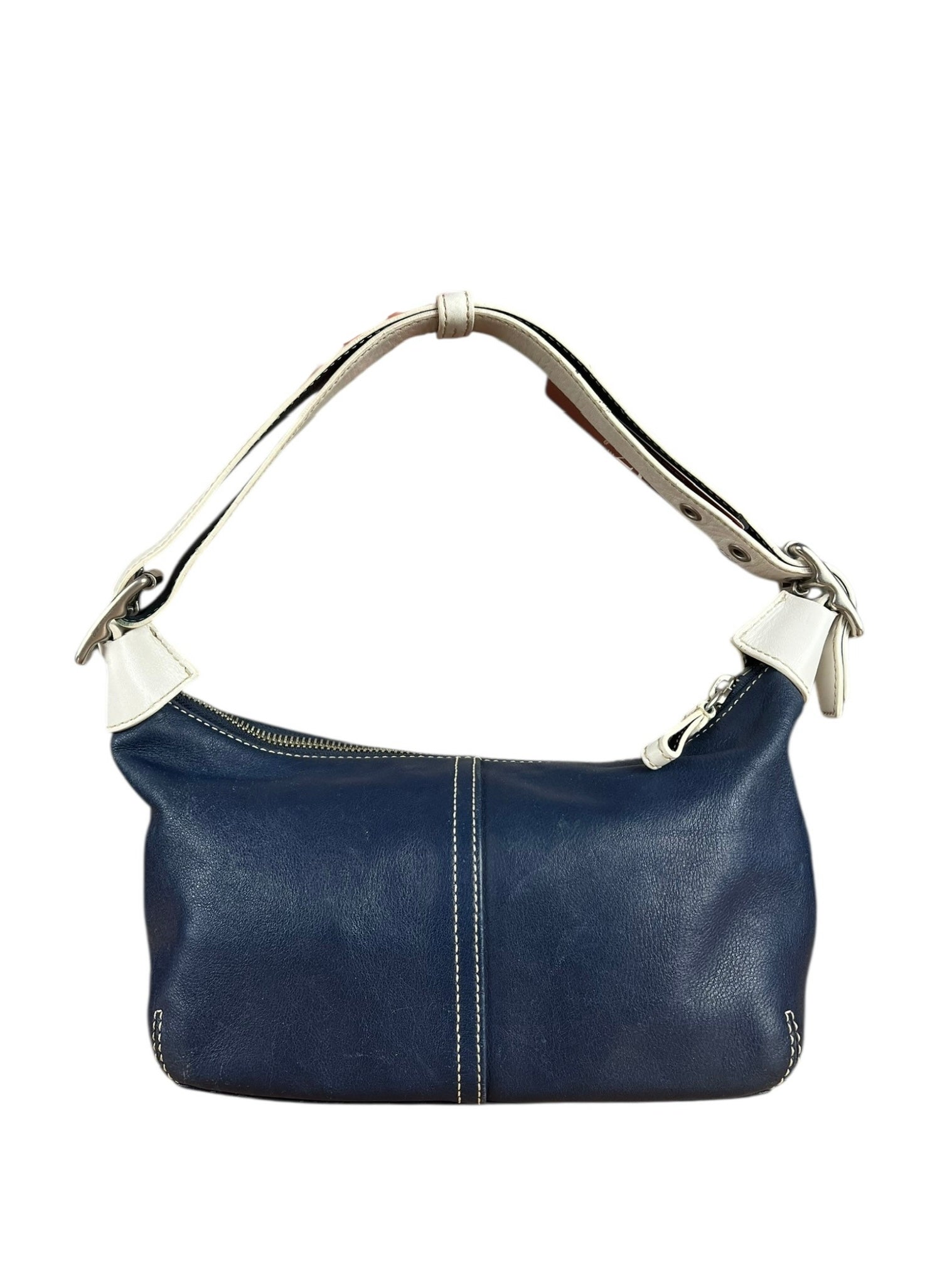 Coach Leather Shoulder Bag Navy/White
