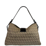 Fendi Brown Leather Trim Zucca Mamma Baguette