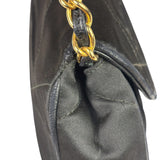 Chanel Black Quilted Satin/Leather Trim Chain Shoulder Bag 1989