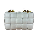 Bottega Veneta White Leather Padded Cassette Chain Bag