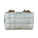 Bottega Veneta White Leather Padded Cassette Chain Bag