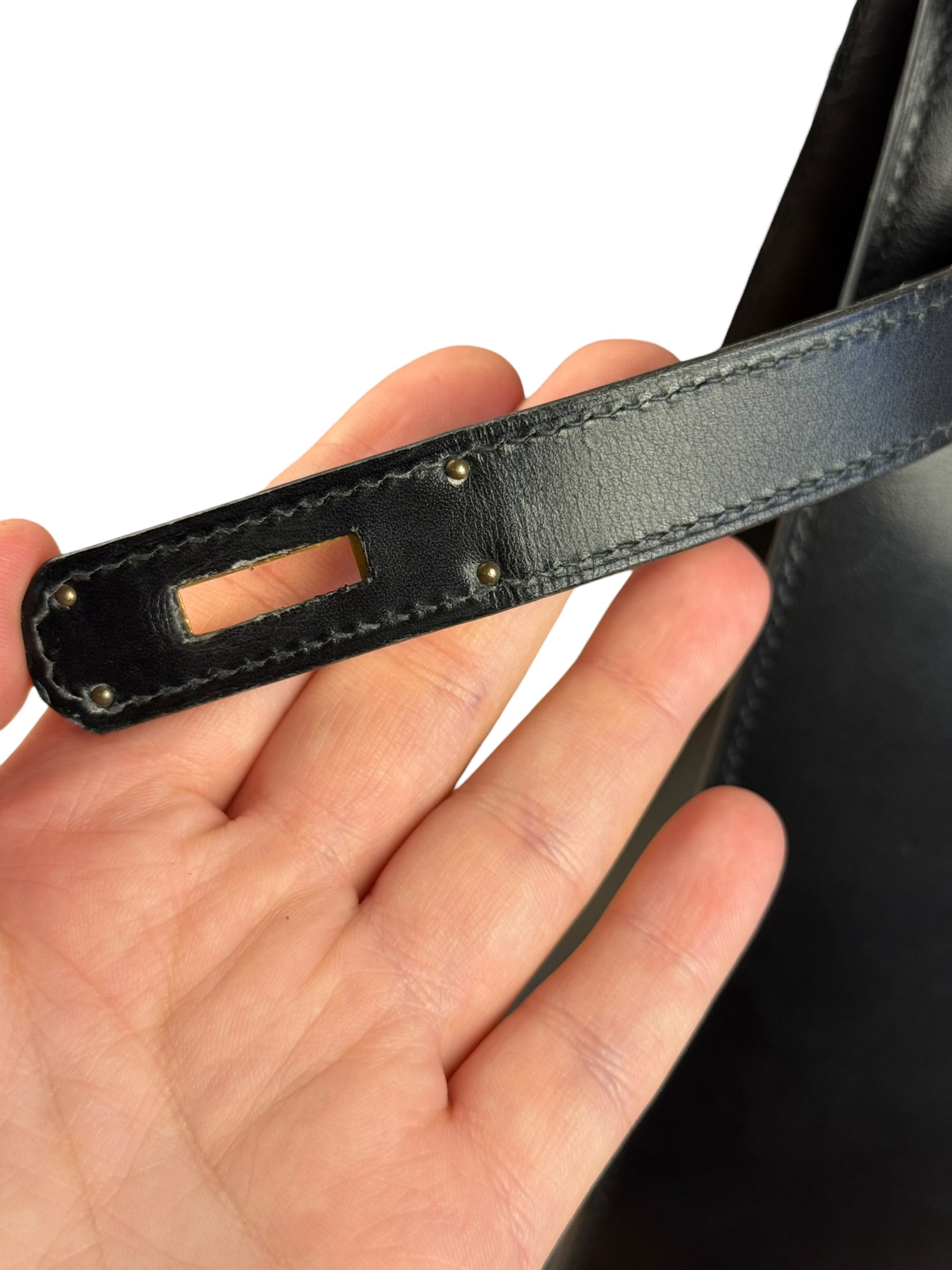 Hermes Kelly 32 Black Box Leather 1991