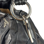 Prada Black Tessuto Nylon/Leather Trim Waves Hobo Bag