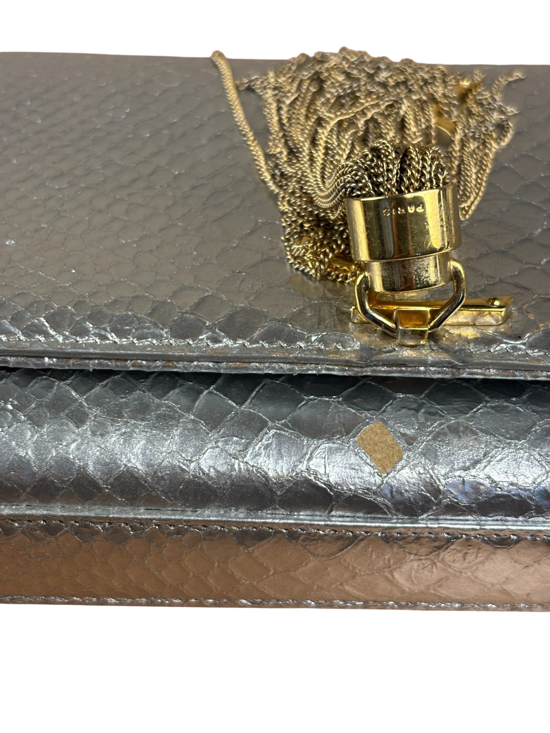 Yves Saint Laurent Metallic Silver Leather Kate Small Tassel Shoulder Bag