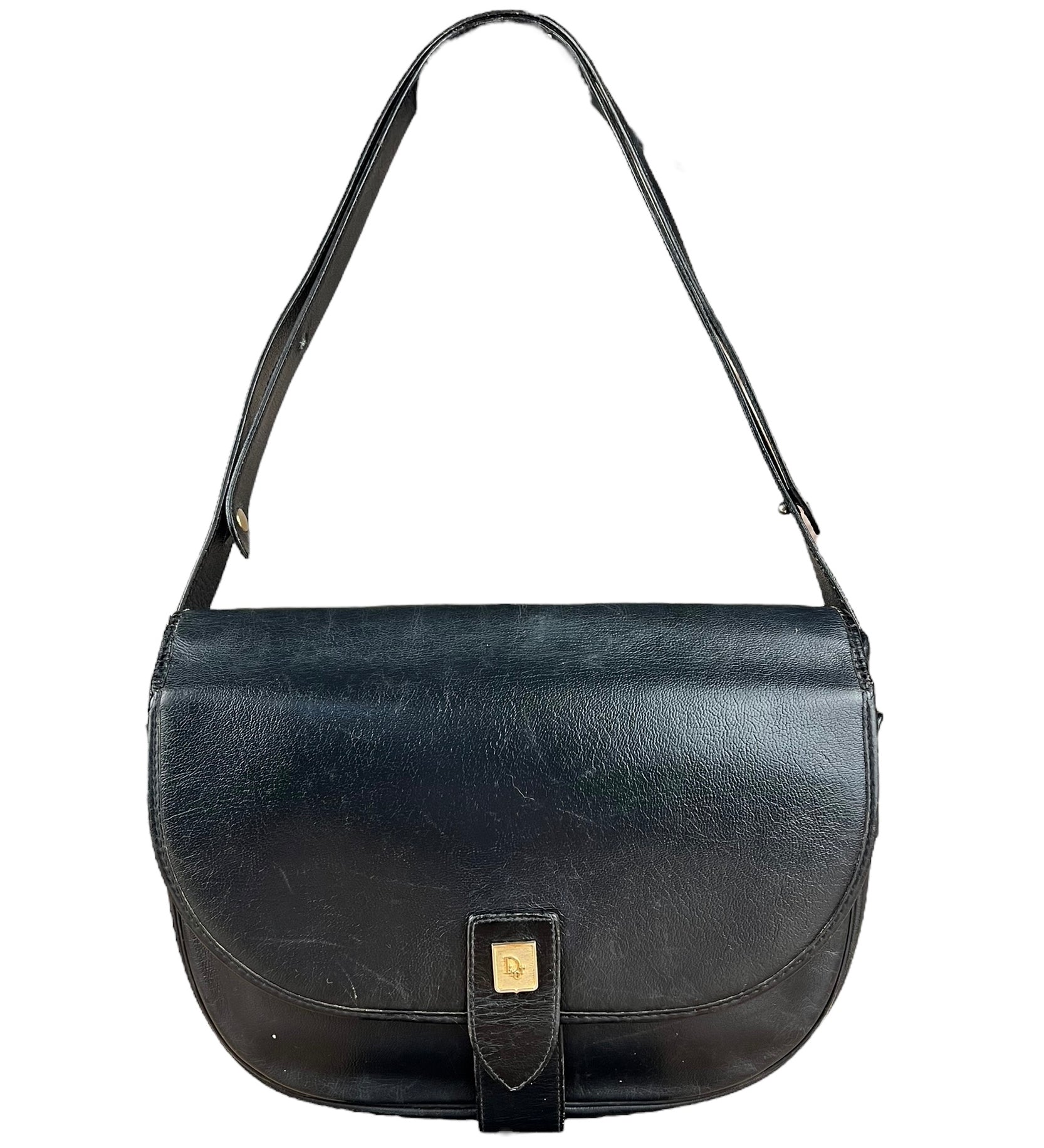 Dior Black Leather Vintage Flap Shoulder Bag
