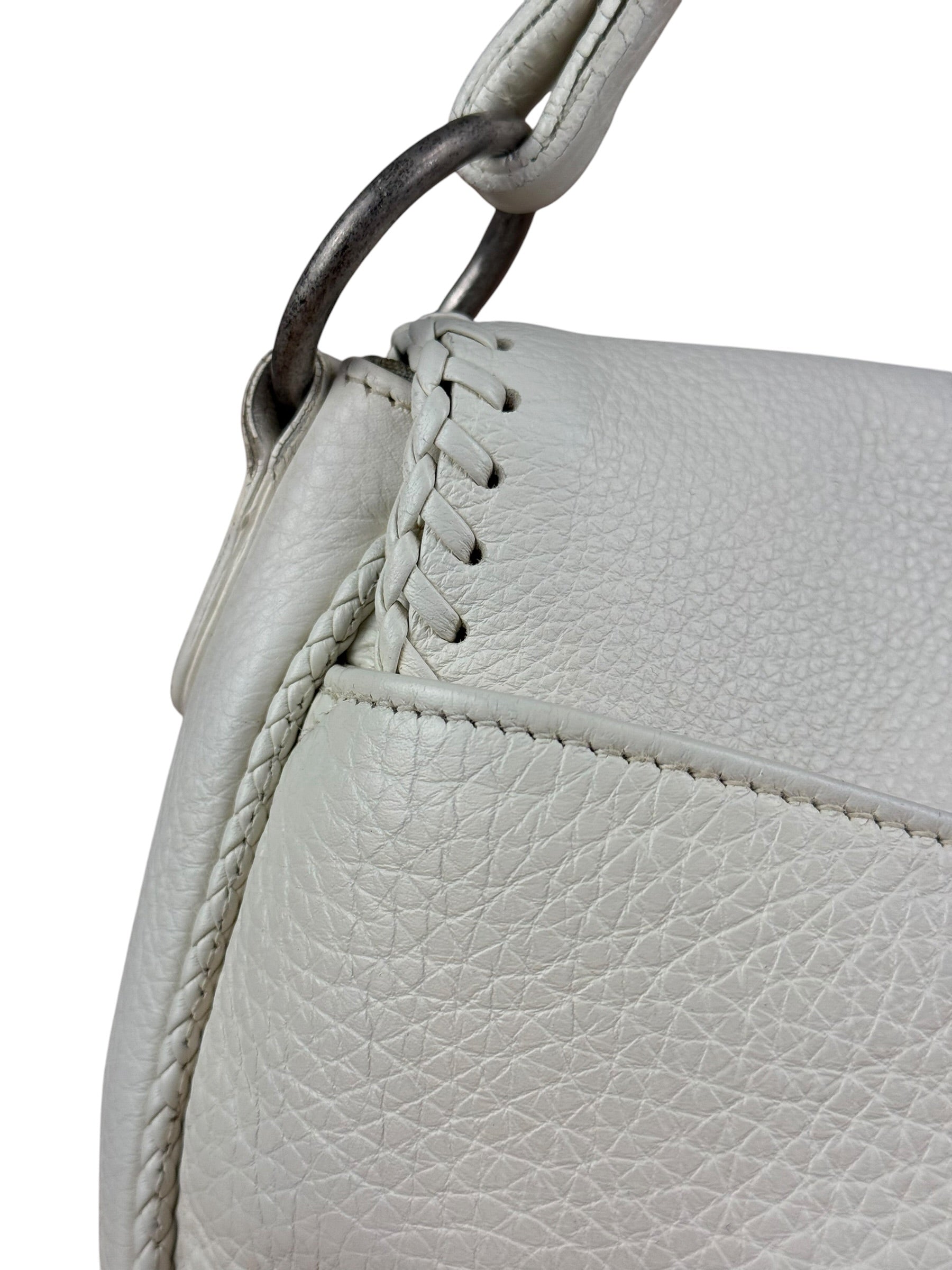 Christian Dior White Leather Gaucho Double Saddle Shoulder Bag