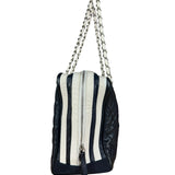 Chanel Navy Quilted Leather Lido Chain Shoulder Tote 2009
