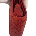 Bottega Veneta Red Leather Nappa Intercciato French Compact Wallet