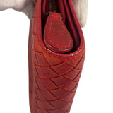 Bottega Veneta Red Leather Nappa Intercciato French Compact Wallet