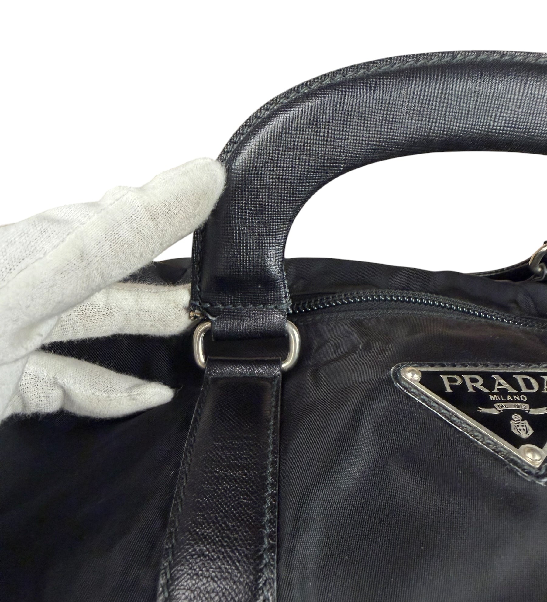 Prada Black Nylon Saffiano Travel Bag