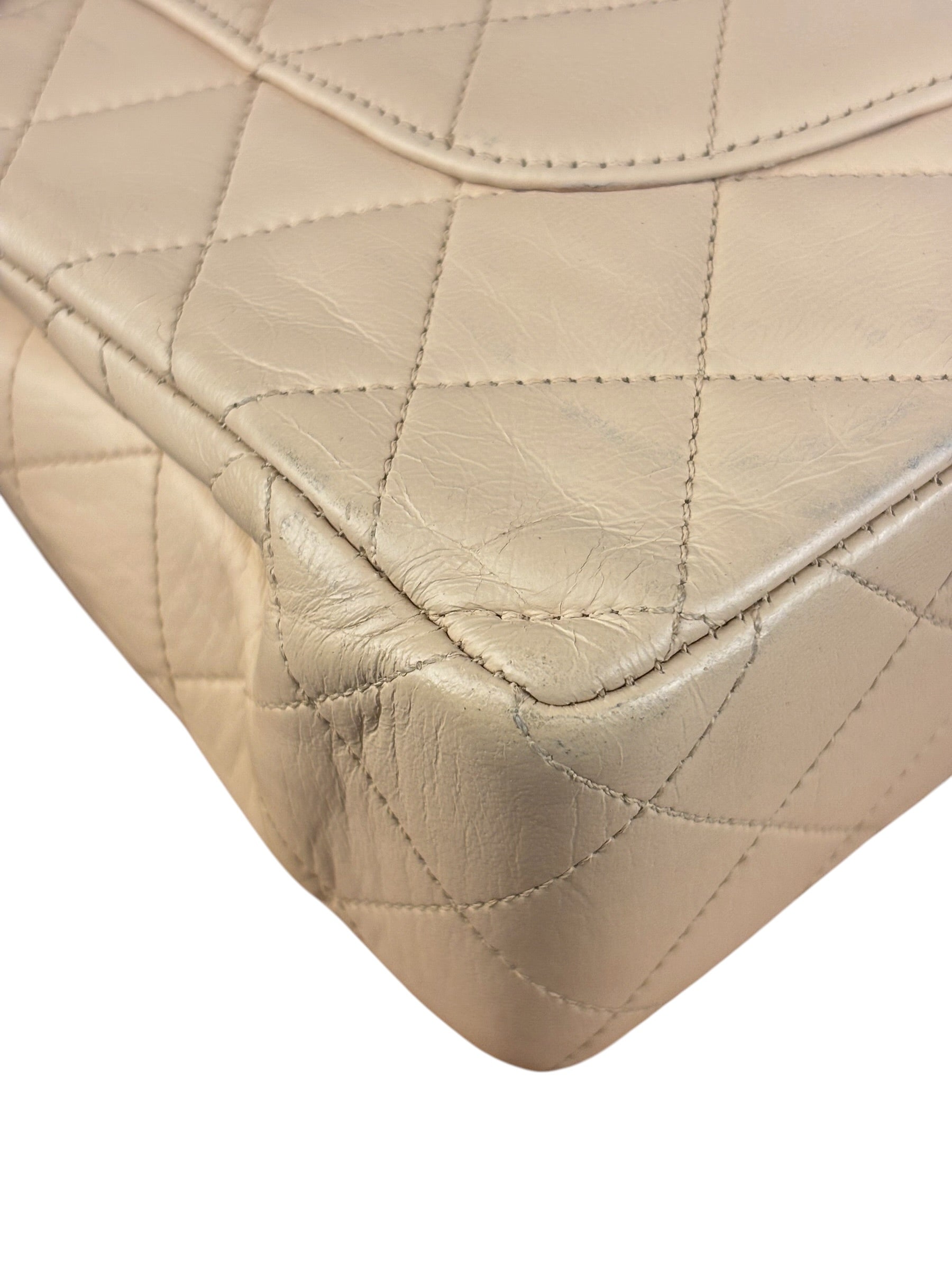Chanel Beige Quilted CC Vintage Double Flap Bag 90s