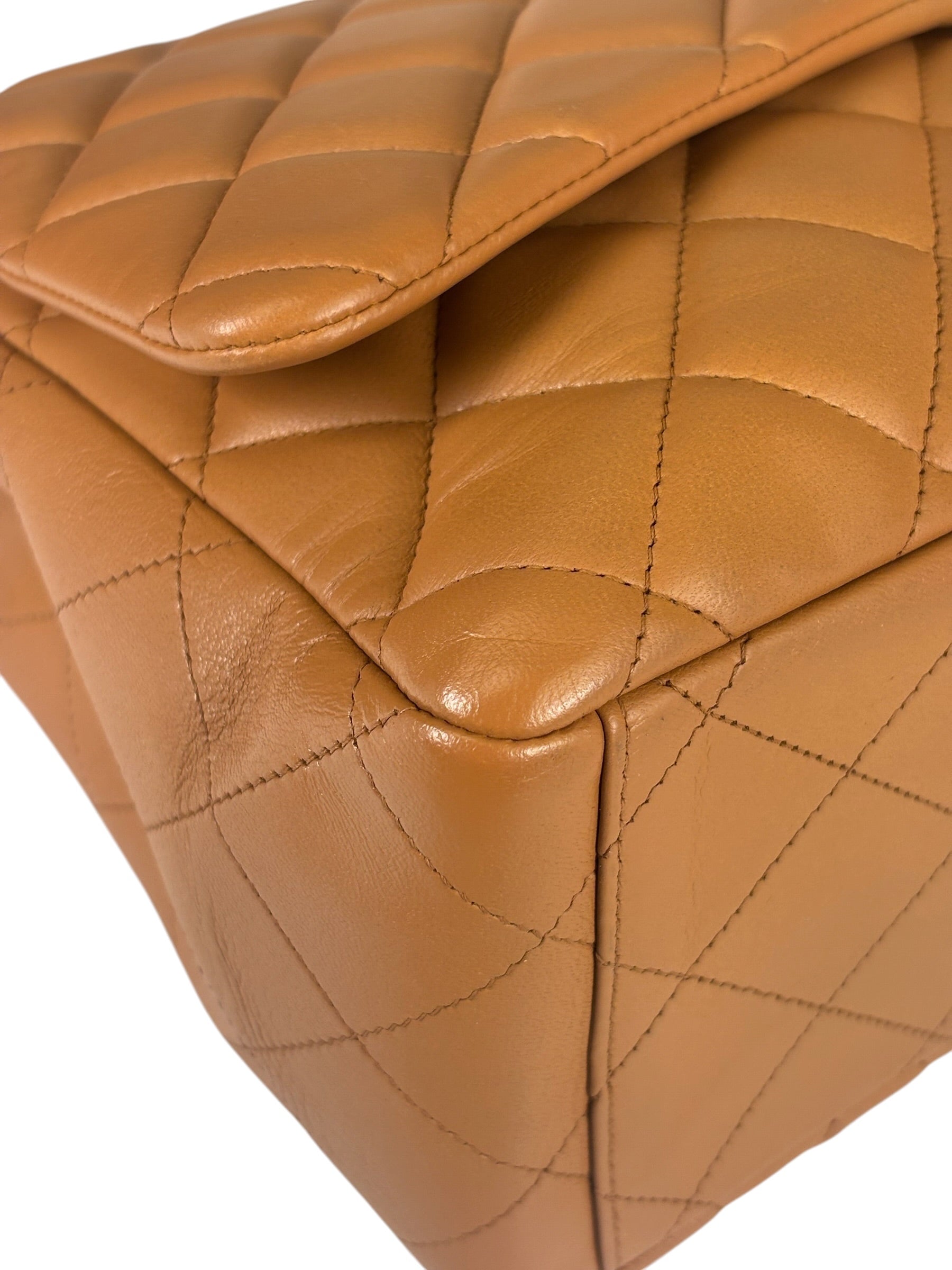 Chanel Caramel Brown Quilted Lambskin Large Shoulder Bag 2009