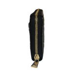 Coach Black Patent Leather Canvas Signature Zip-Around Long Wallet