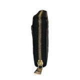 Coach Black Patent Leather Canvas Signature Zip-Around Long Wallet