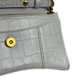 Balenciaga White Crocodile Embossed Hourglass Wallet On Chain