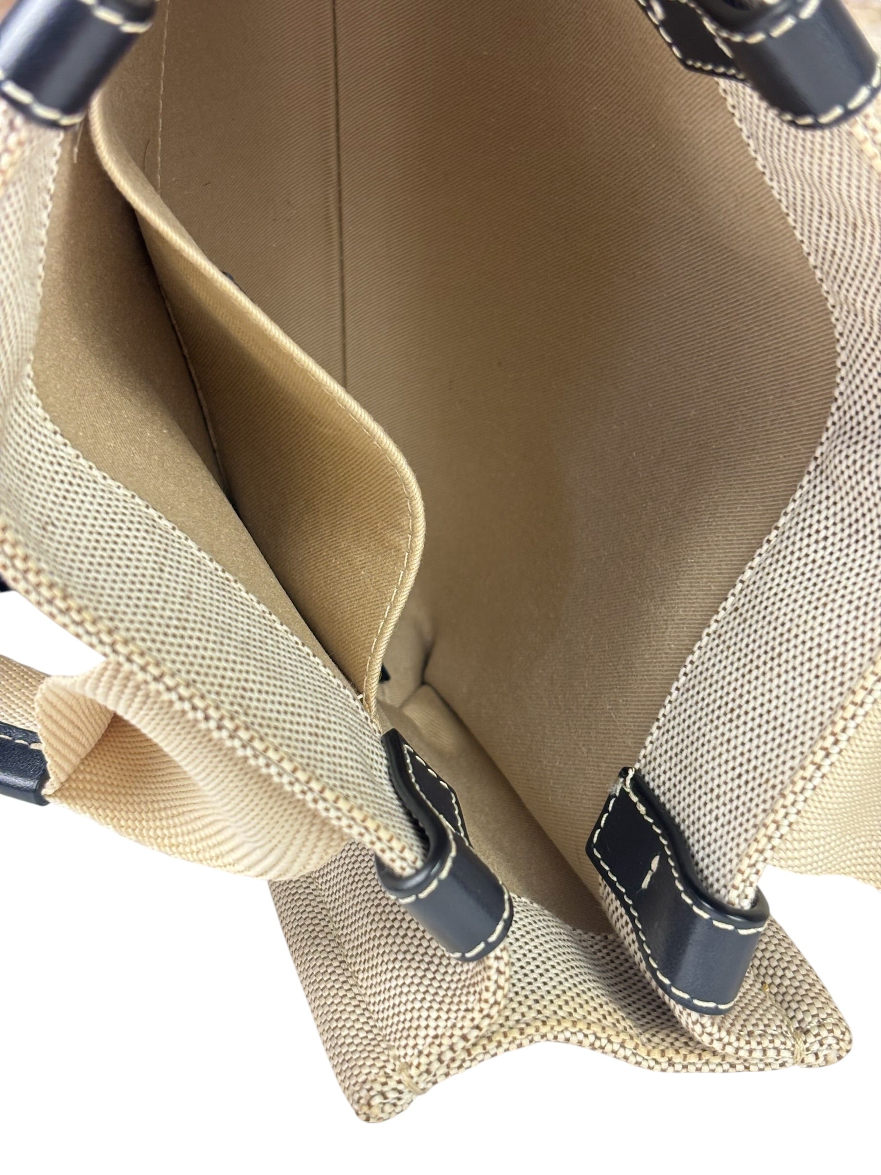 Chloe Beige Leather Trim Woody Tote Bag