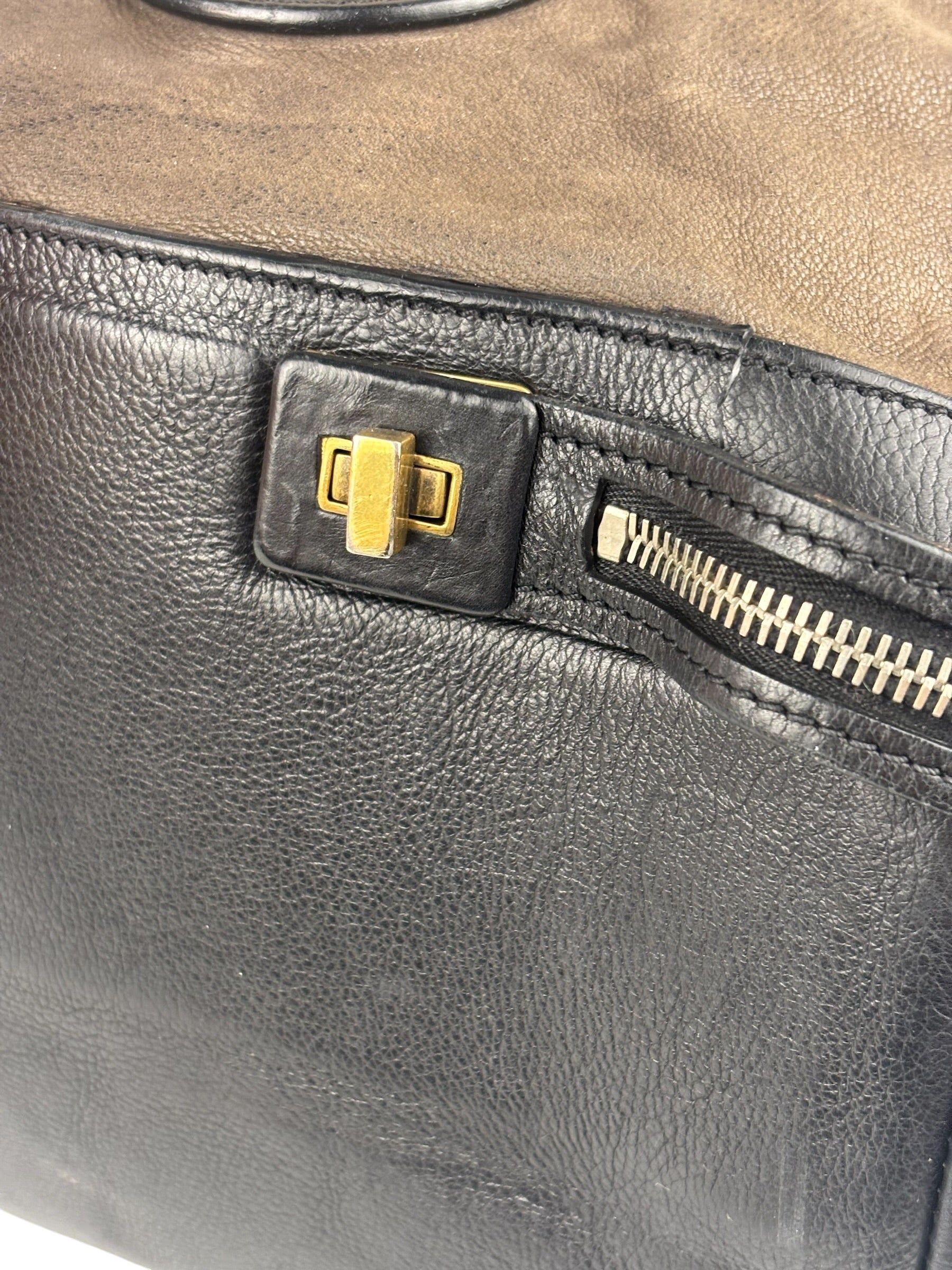 Celine Brown/Black Leather Bowling Bag