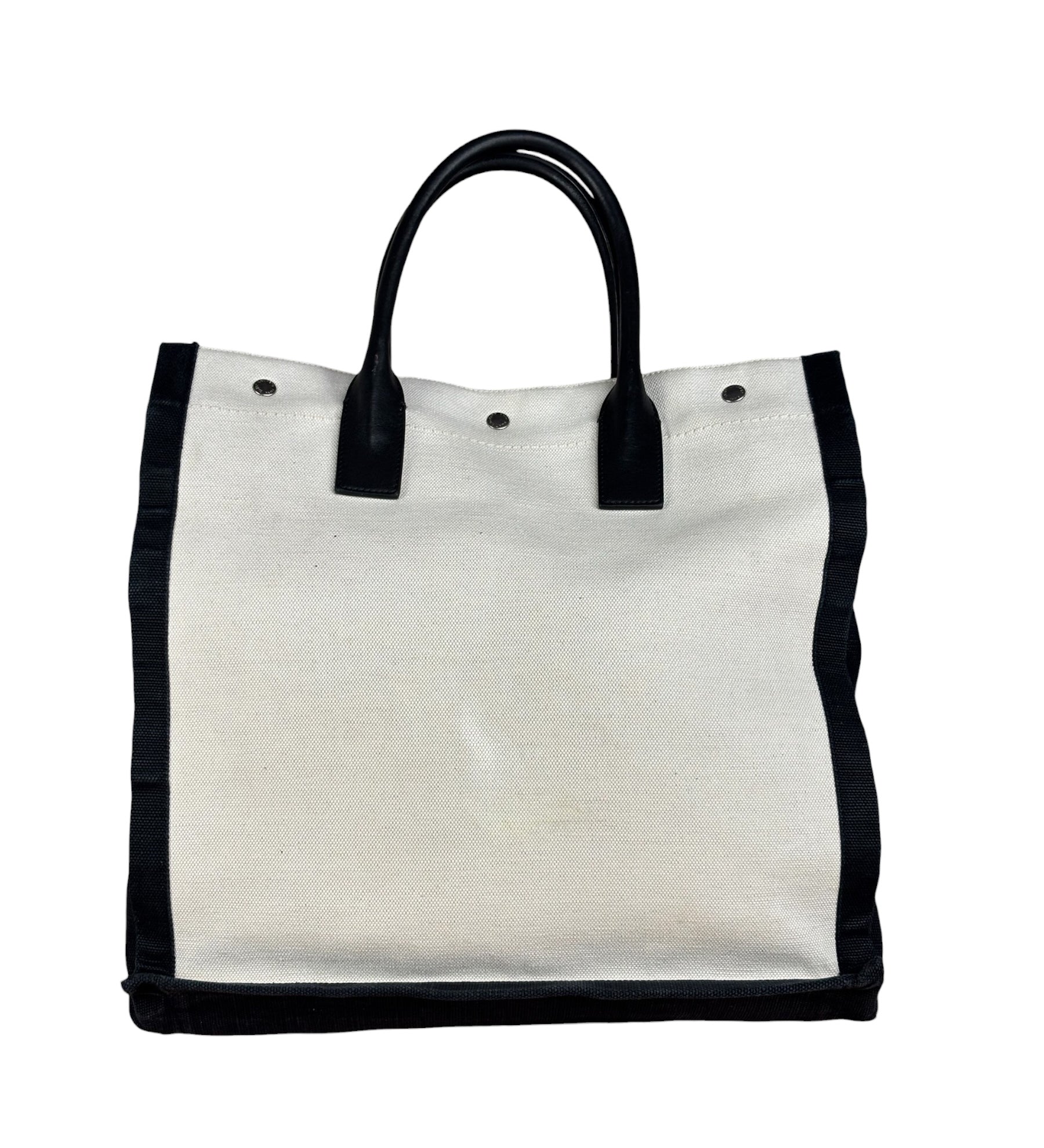 Saint Laurent Beige/Black Rive Gauche Canvas Tote Bag