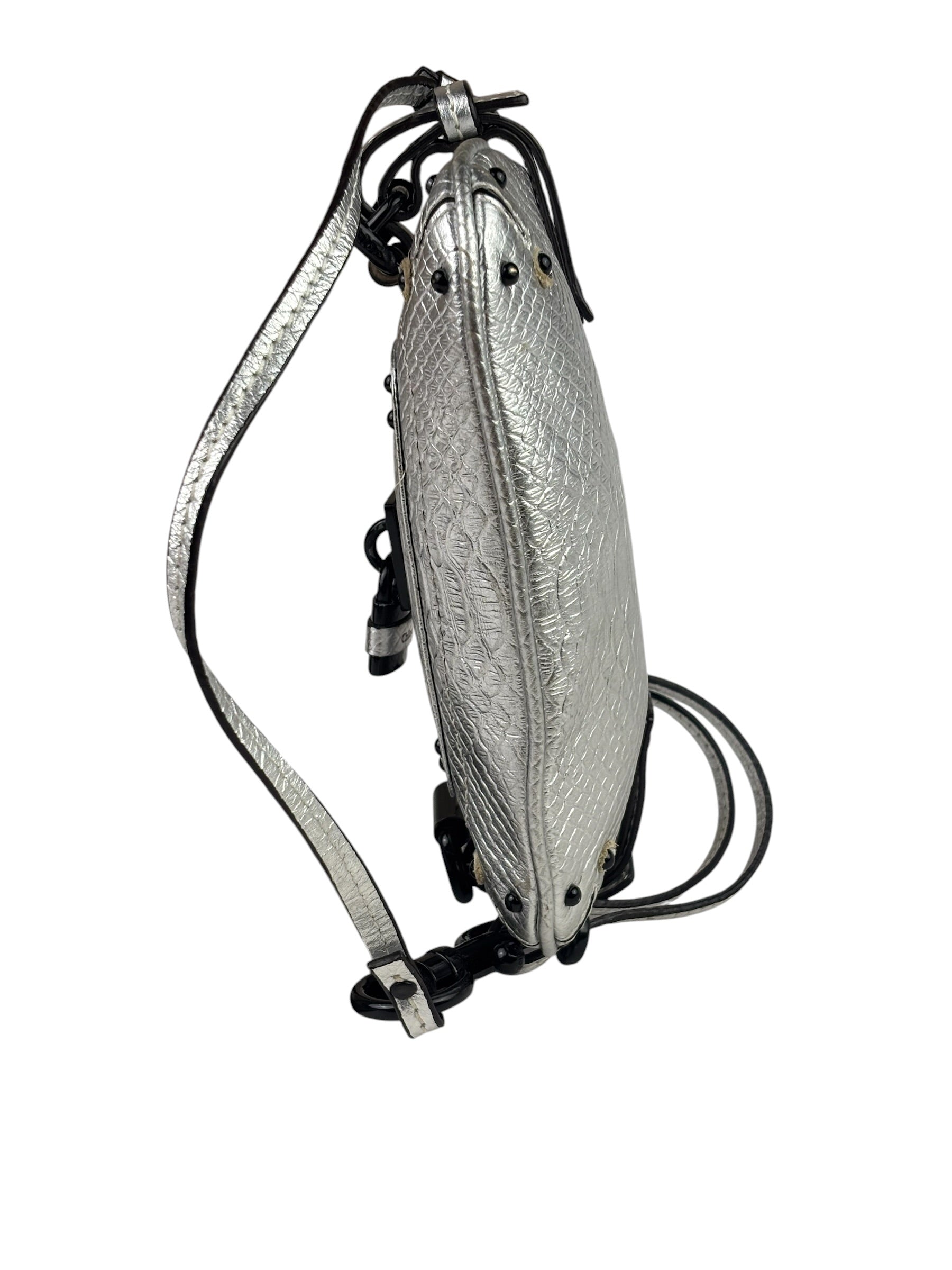 Chloe Metallic Silver Leather Paddington Pochette