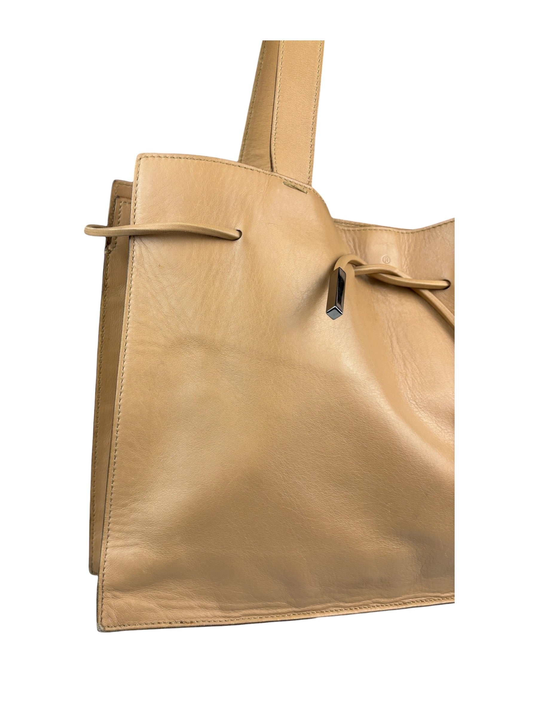 Gucci Beige Leather Balthus Drawstring Tote Bag