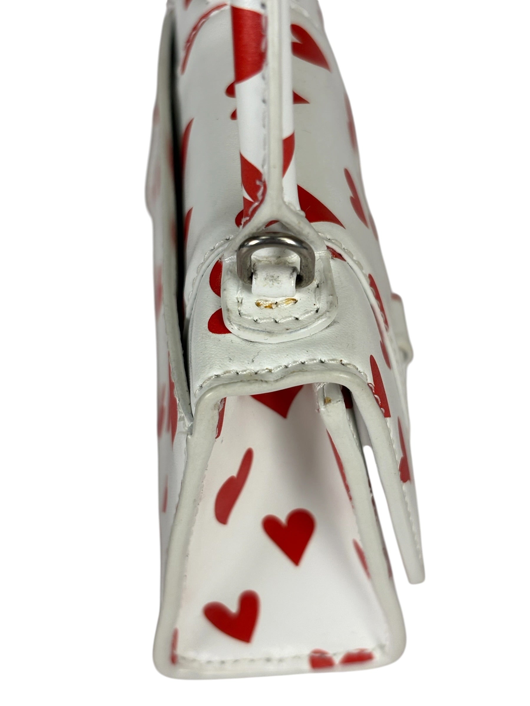 Balenciaga White Leather Hourglass Heart Nano Two-Way Bag